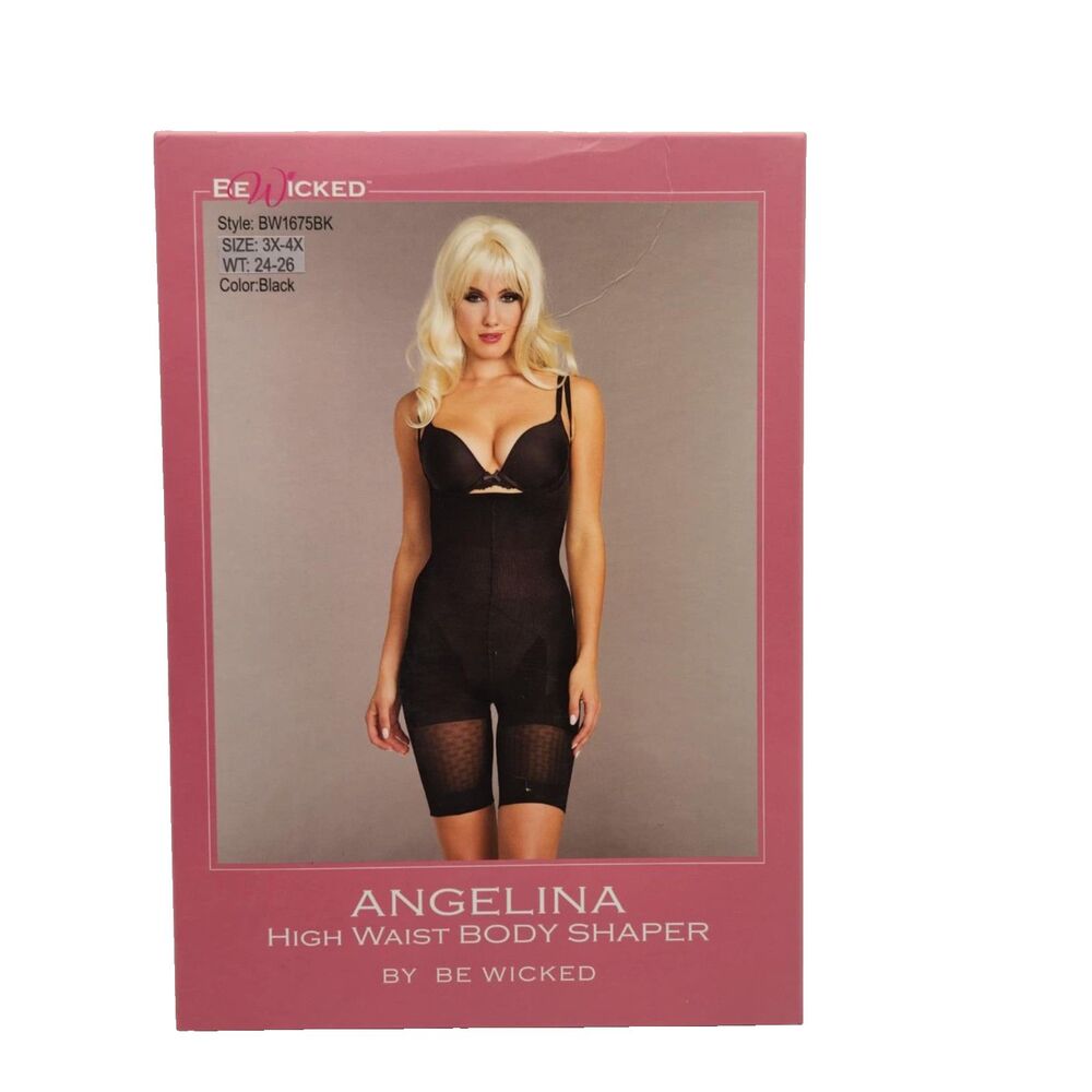 Be Wicked Angelina High Waisted Mid Thigh Body Shaper BW1675BK 3X-4X 24-26 Black